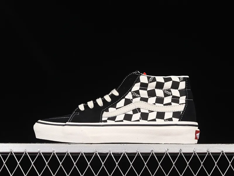 All categories Vans Vans series Vans Mid Vans China Vans Sk8-Mid Vans official black and white checkerboard Chinese casual sneakers VN0A391FJB2